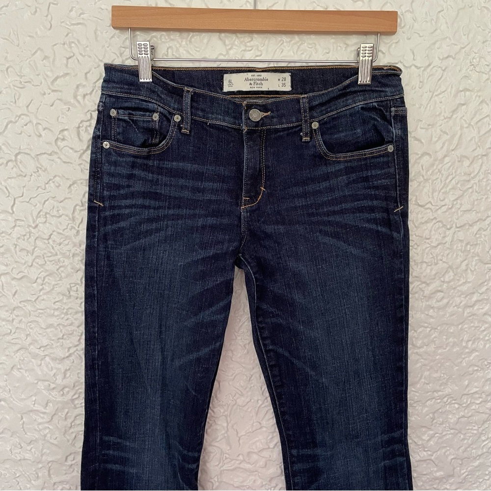 Y2K Abercrombie & Fitch Madison Perfect Stretch Boot Cut Dark Wash Jeans 28/35 - Picture 3 of 8